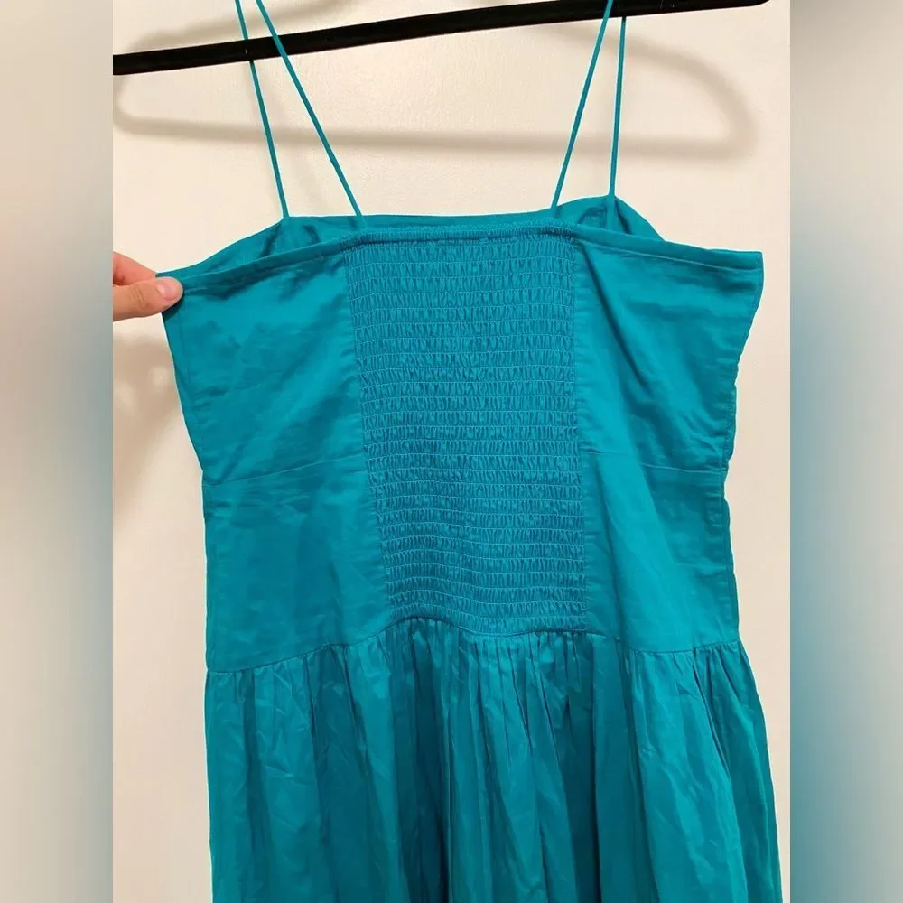 Playa Lucila Tiered maxi Dress Women’s Size medium 100% Cotton boho teal blue